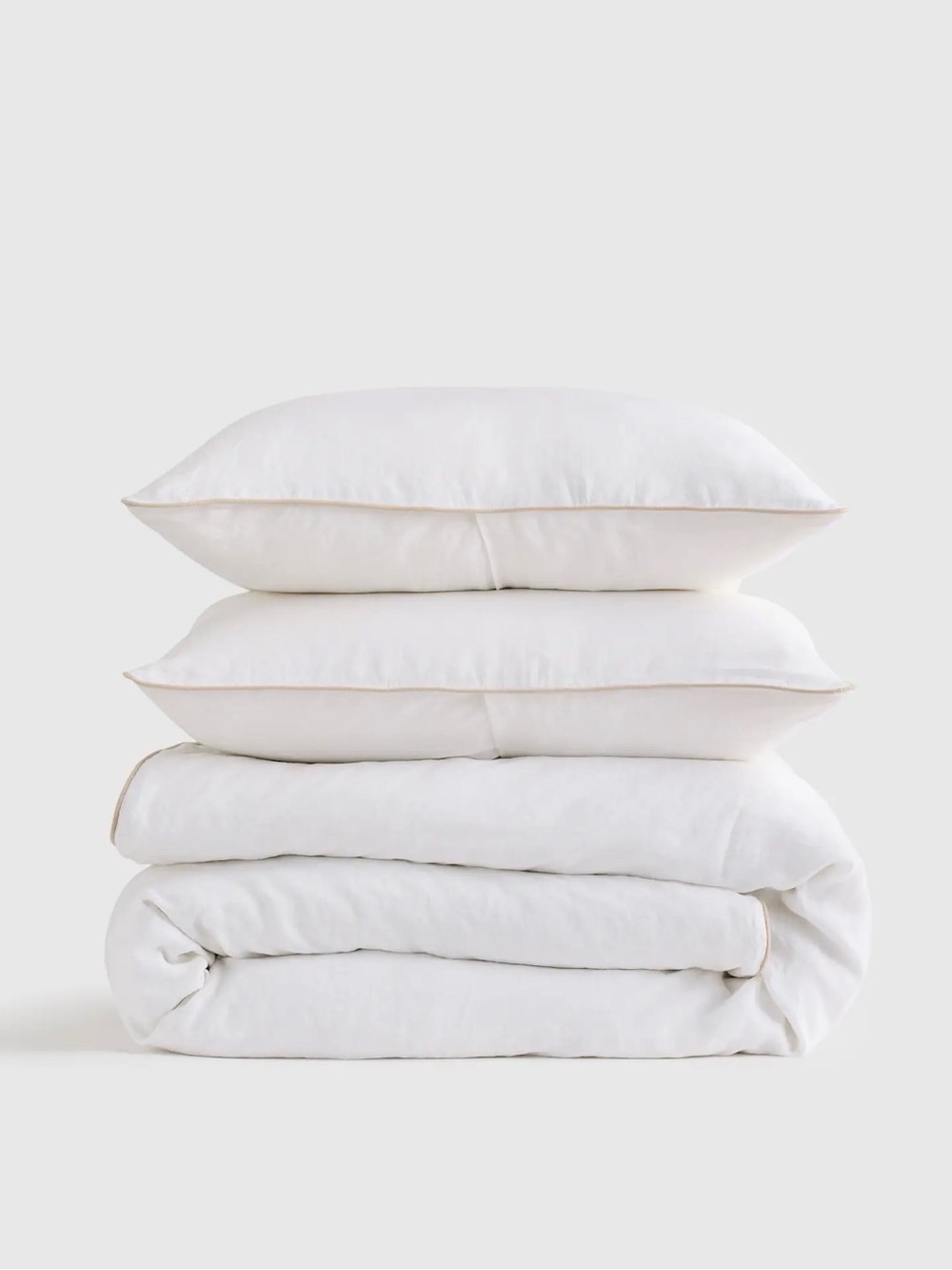 Quince European Linen Piped Duvet Cover Set - Full/Queen
